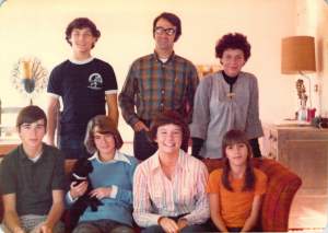 The Iversen-Smyth Family, in 1976 Top left to right: Terry Smyth, Jack Iversen, Joan Smyth Iversen Bottom left to right: Tod Iversen, Kristen Iversen, Nancy Smyth, Jill Iversen